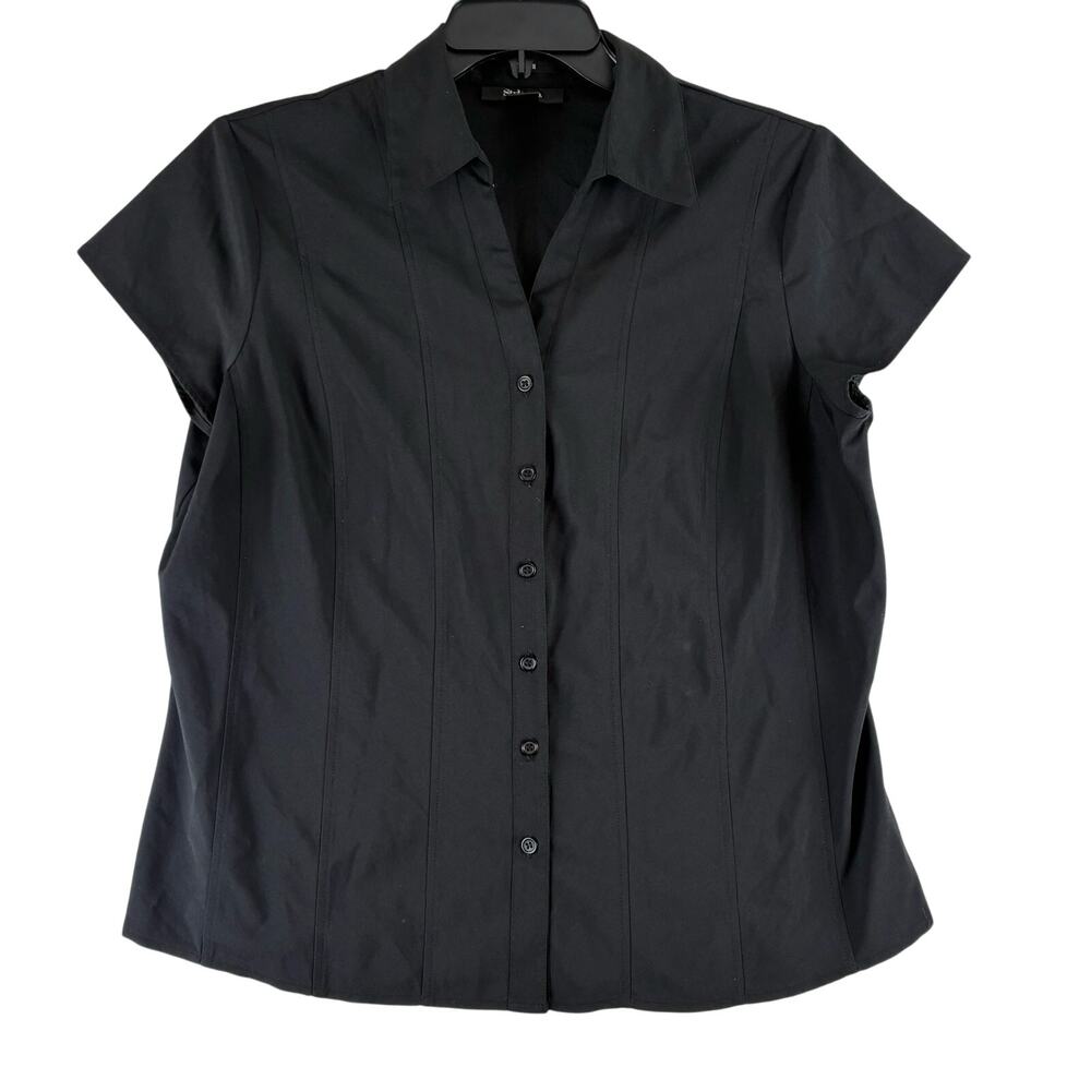 Style&Co Short Sleeve Button Up Top Women’s 16 Waitress Office Career Uniform